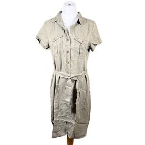 Teddi Rose Womens Olive Green Tencel Lyocell Utility Shirt Dress Small NWT